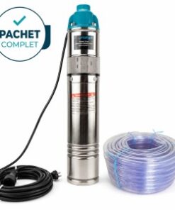 Pachet PROMO - Pompa apa submersibila tip tun fara plutitor, 4QGD + Furtun apa transparent 1', 50 m + Prelungitor negru 10 m, 3x2.5 mm