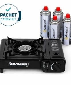 Pachet PROMO camping - Aragaz de camping + 4 buc rezerve butelie gaz camping, 227g