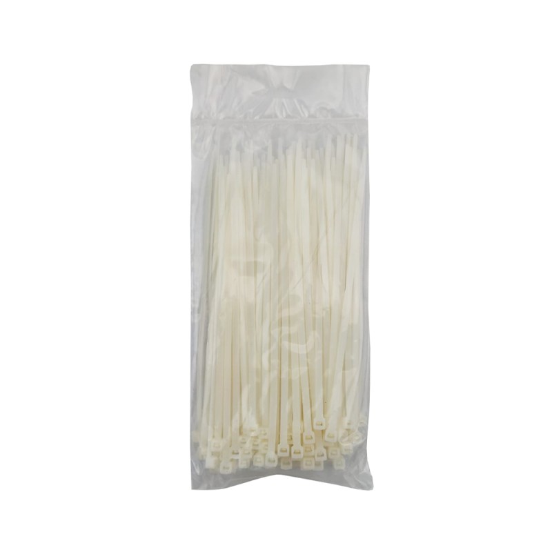 Colier plastic/soricei, alb, 4.8x250 mm, set 100 buc
