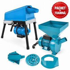 PACHET DE TOAMNA - Desfacator porumb simplu, 500 kg/h, tambur ranforsat + Moara electrica cereale si știuleți, cuva mare + Adaptor moara pentru fructe, BROMAN