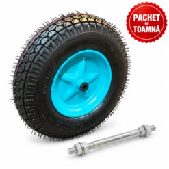 PACHET DE TOAMNA - Roata cu bucsa 4.00-8, ax 14, cauciuc TOP 8 PR + Ax pentru roata roaba 14 x 205 mm, BROMAN
