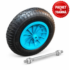 PACHET DE TOAMNA - Roata cu janta de plastic 3.50/8, ax 14 + Ax pentru roata roaba 14 x 205 mm, BROMAN