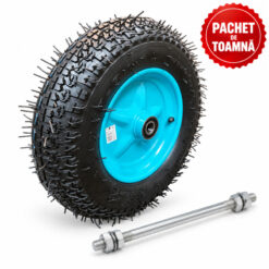PACHET DE TOAMNA - Roata cu rulment 3.50-8, cauciuc TOP, ax 20 +  Ax pentru roata roaba 20 X 205 mm, BROMAN