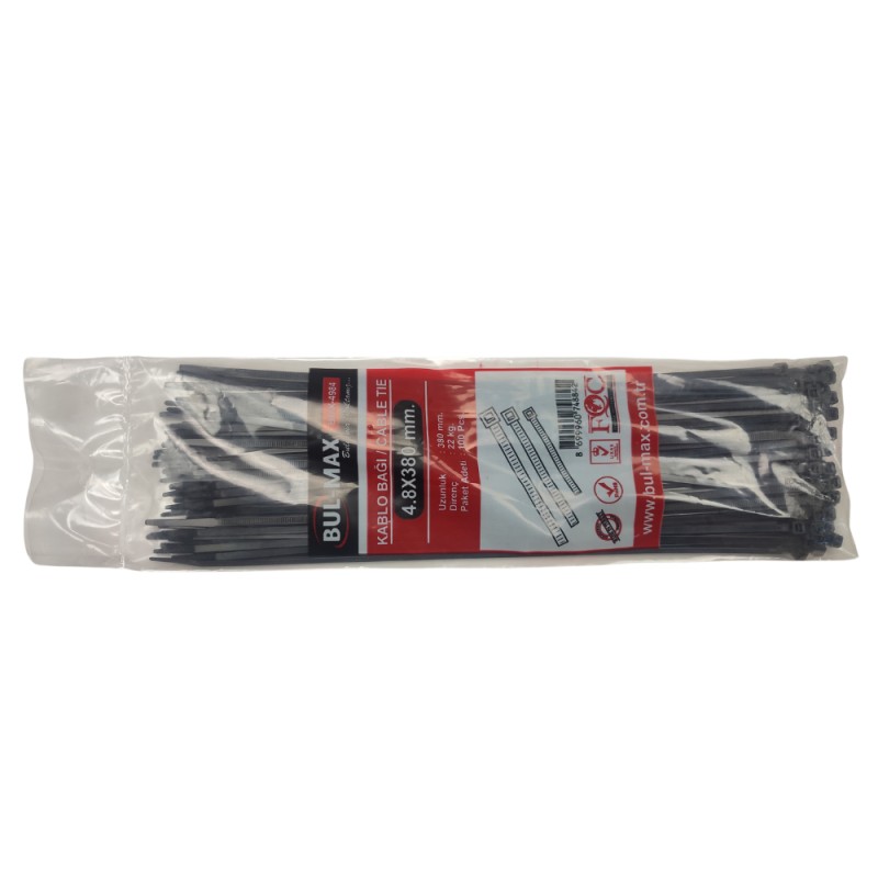 Coliere plastic/soricei prindere, negru, 4.8x380 mm, set 100 buc